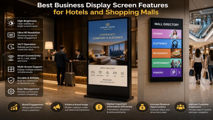 Best Business Display Screen Features for Hotels and Shopping Malls 1 Best Business Display Screen Features for Hotels and Shopping Malls